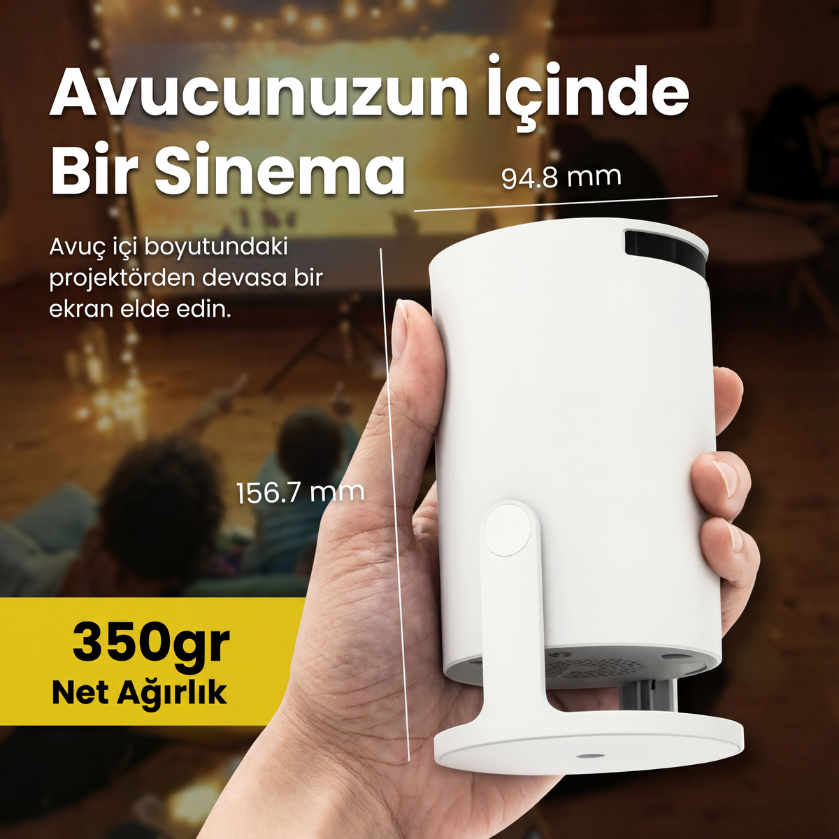 Sinematik Eğlence Mini Projektörü
