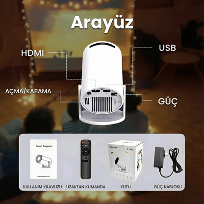 Sinematik Eğlence Mini Projektörü